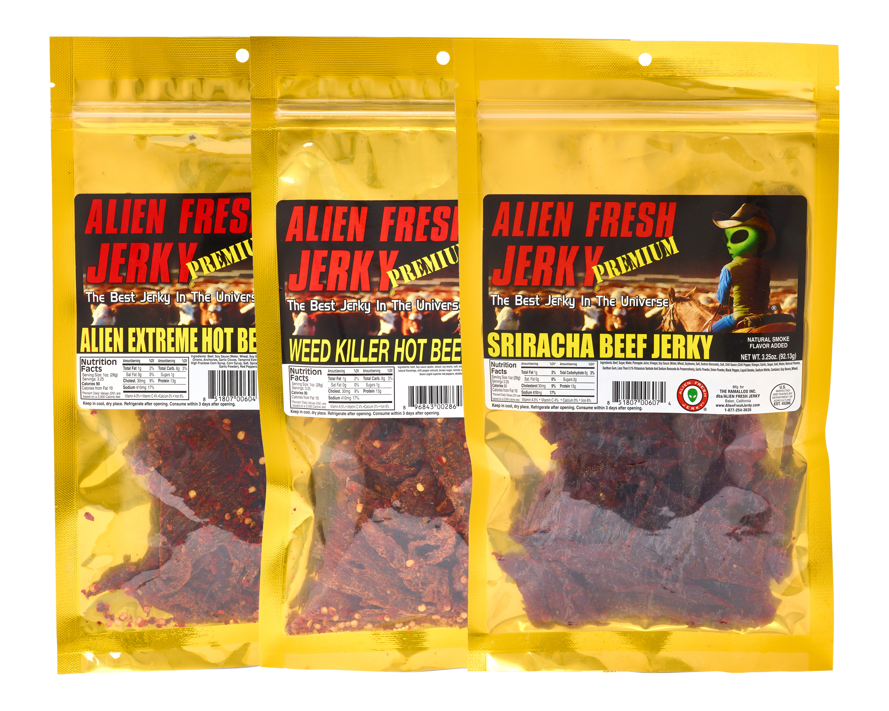 3-Pack Classics Hot Pack | Alien Fresh Jerky | Baker, CA | Alien