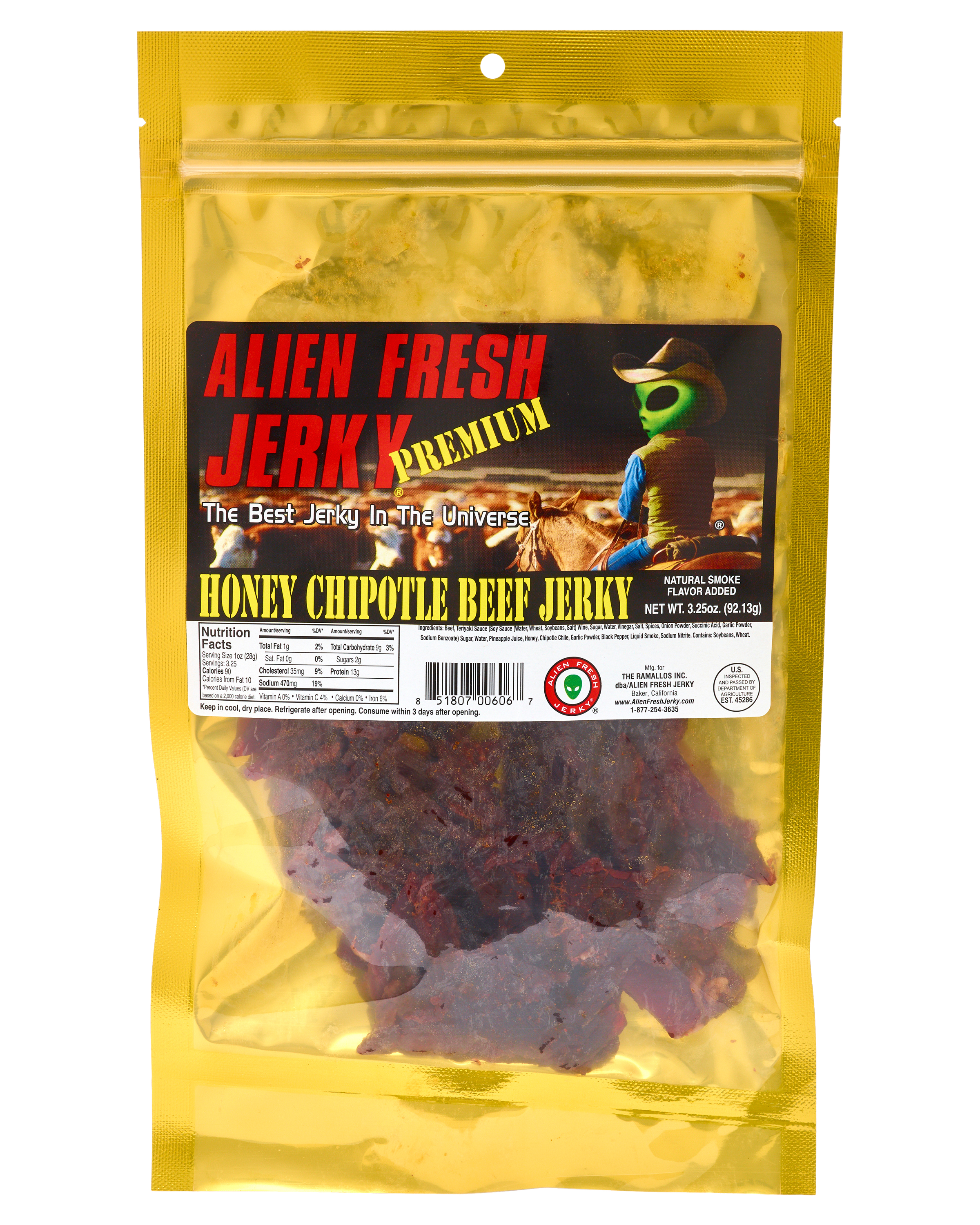 Honey Chipotle (3.25 oz) | Alien Fresh Jerky | Baker, CA