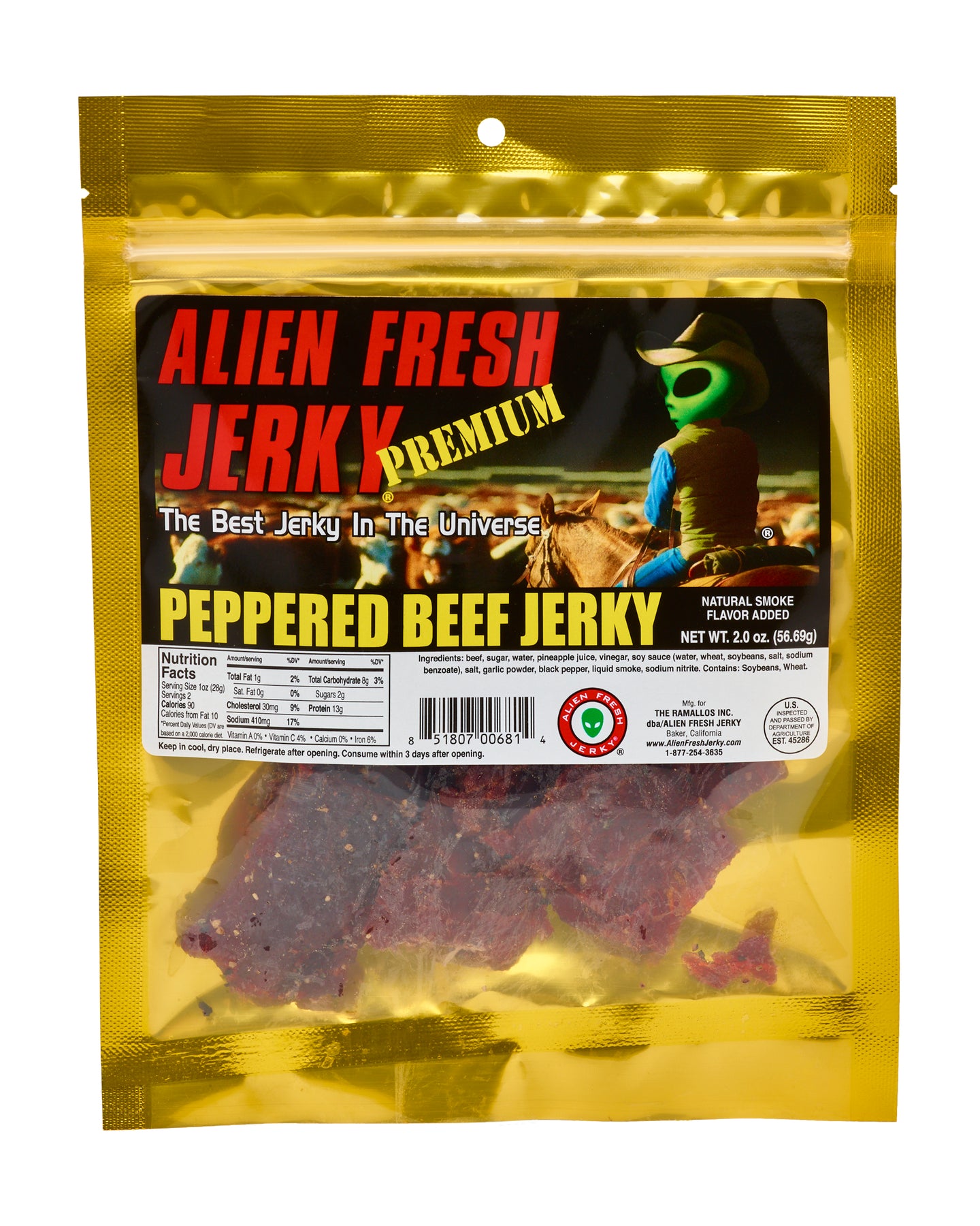 Alien Fresh Jerky Peppered Beef Jerky (2 oz)
