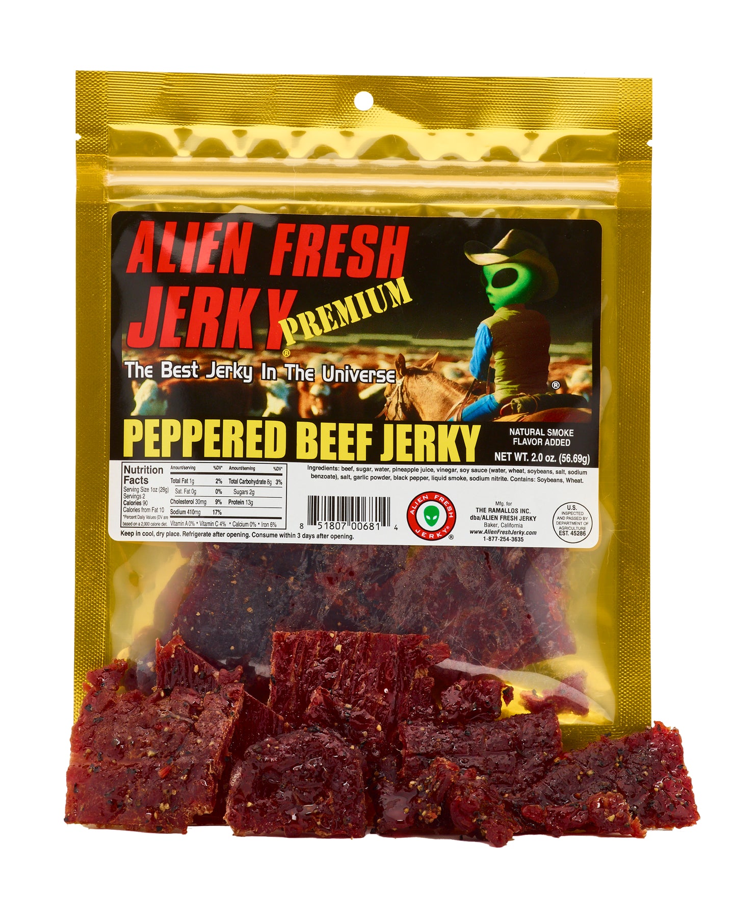Alien Fresh Jerky Peppered Beef Jerky (2 oz)