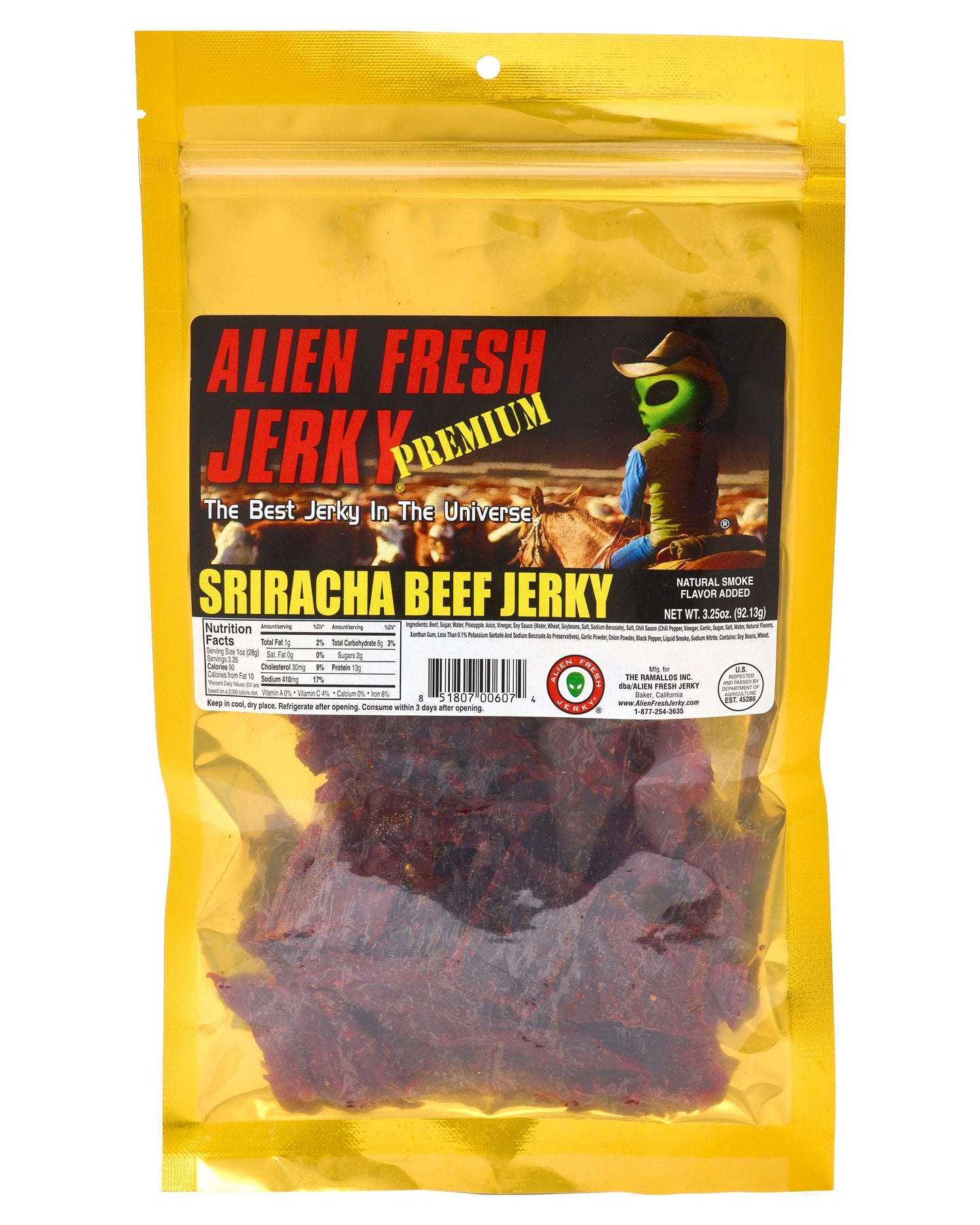 Alien Fresh Jerky  Sriracha Beef Jerky (2 oz)