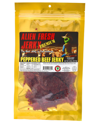 Box of 25 | Peppered Beef Jerky (3.25 oz) - Alien Fresh Jerky