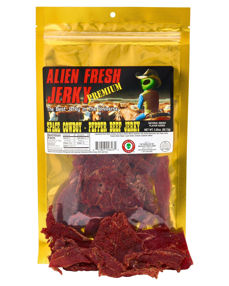 Space Cowboy Pepper Beef Jerky (3.25 oz) - Alien Fresh Jerky