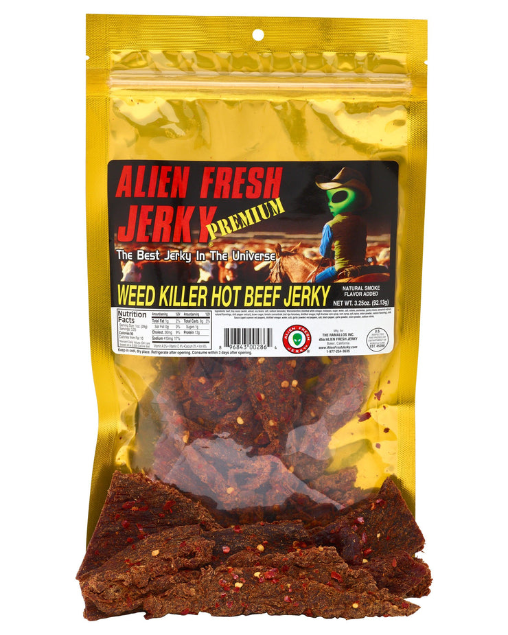 Weed Killer Hot Beef Jerky (3.25 oz) - Alien Fresh Jerky