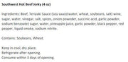 Southwest Hot Beef Jerky (4 oz) - Ingredients